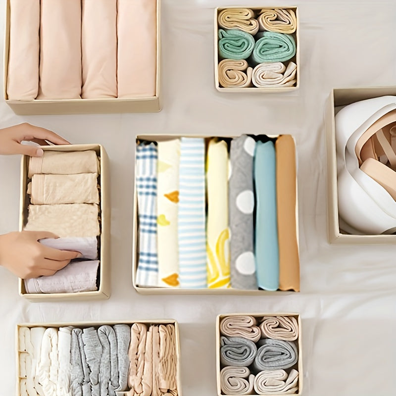 Set of 6 Polyester Non-Woven Foldable Storage Bins for Closet Organization