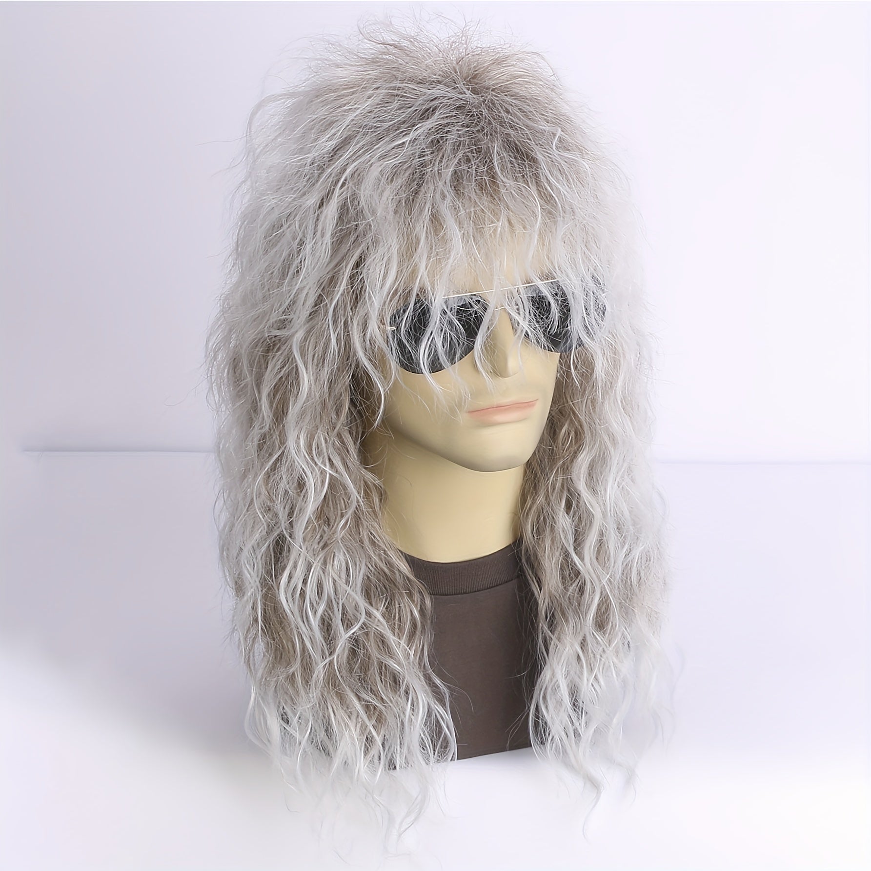 Long Curly Rock and Roll Wig with Golden Highlights for 80s Halloween Costume