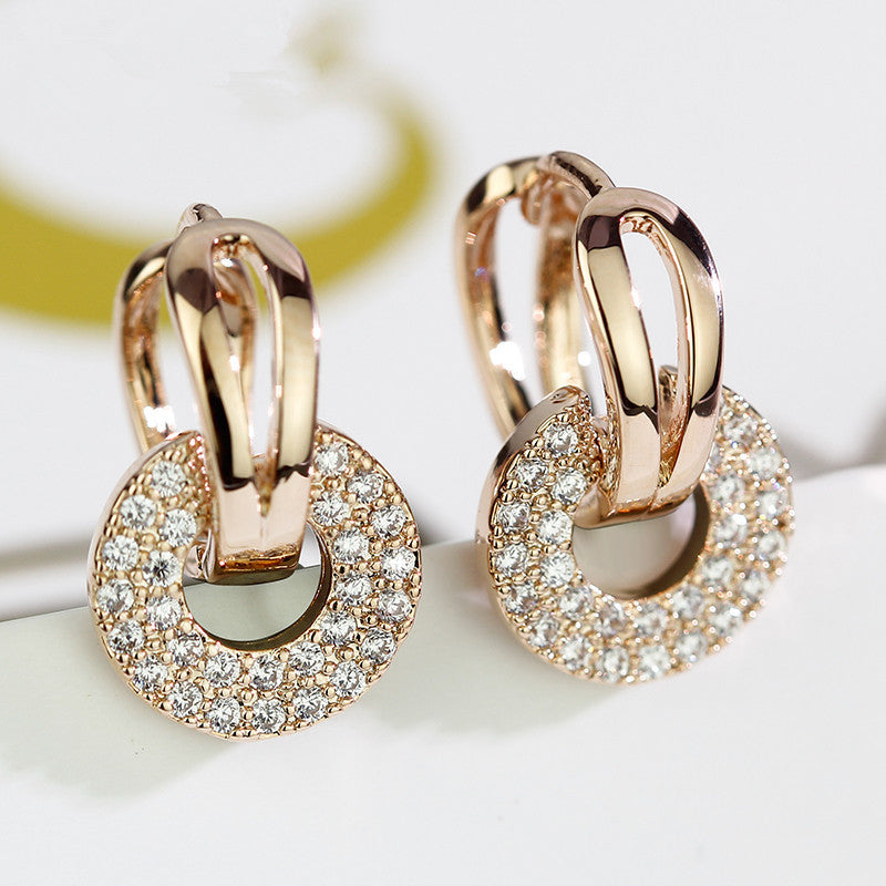 Women's Round Zirconia Earrings with Designer Style
