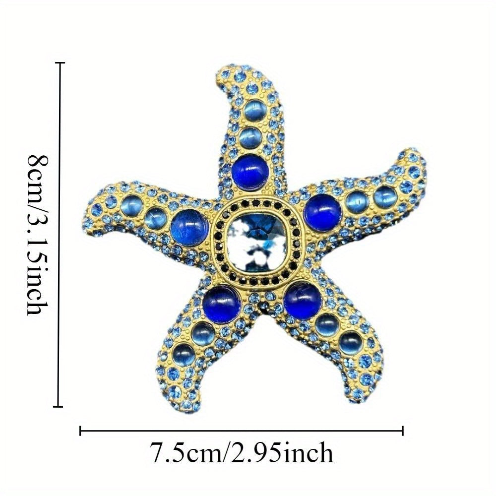 Women's Starfish Brooch Pin Rhinestone Accents Irregular Design Jewelry