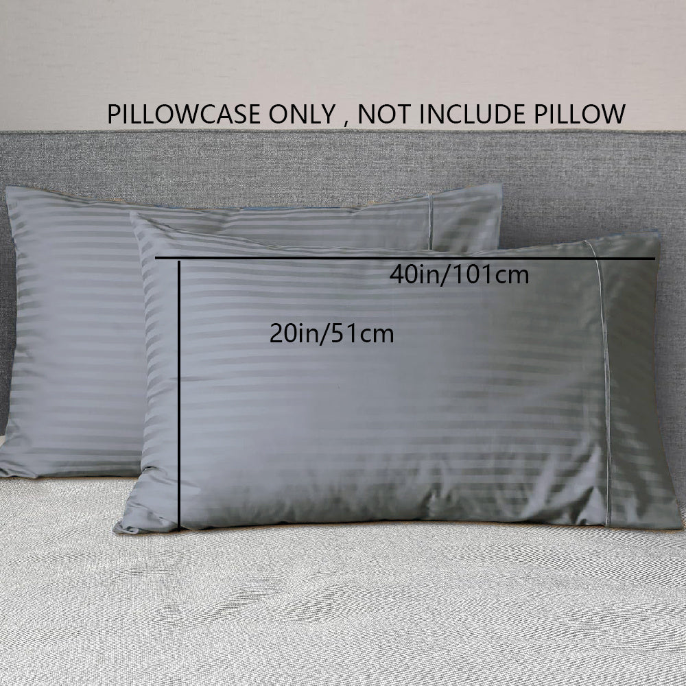 Striped Pillowcases Soft Breathable Woven Polyester Machine Washable Lightweight 90gsm