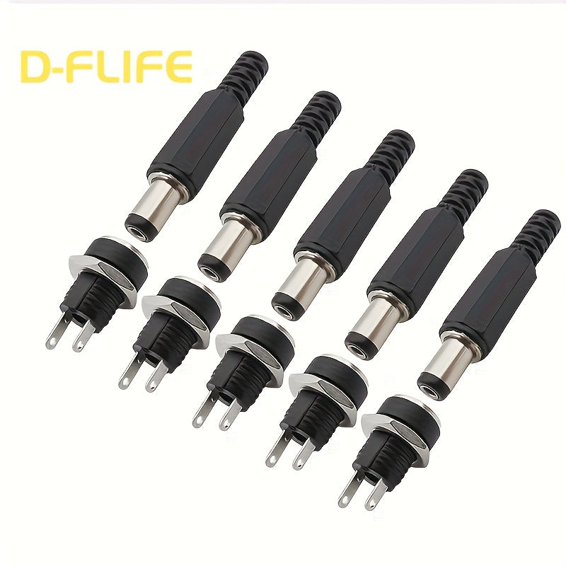 10 Pairs 5.5x2.1mm DC Power Male Female Socket Adapter Connectors for 12V