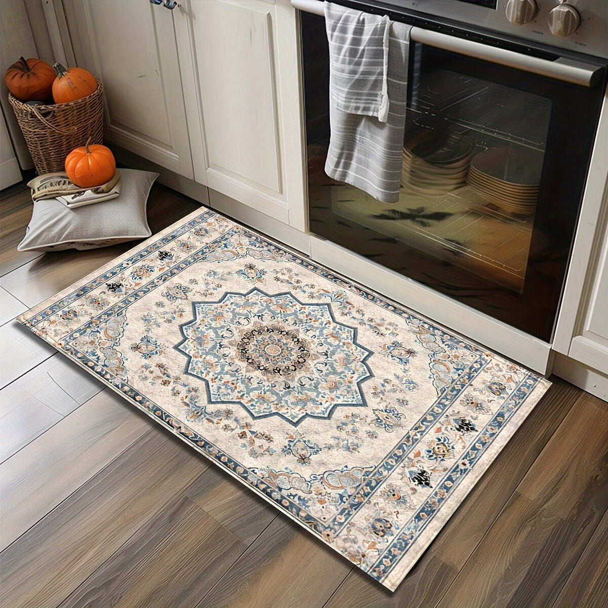 Alfombra de microfibra bohemia antideslizante para cocina, baño y ducha, secado rápido