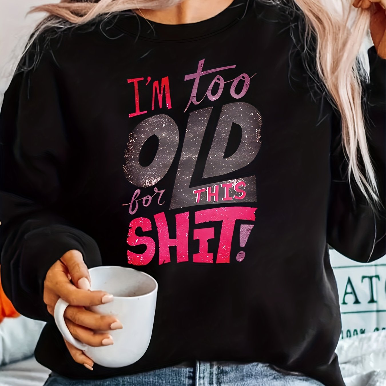 Plus Size Women's Long Sleeve Crew Neck Sweatshirt Fall Winter Casual Pullover