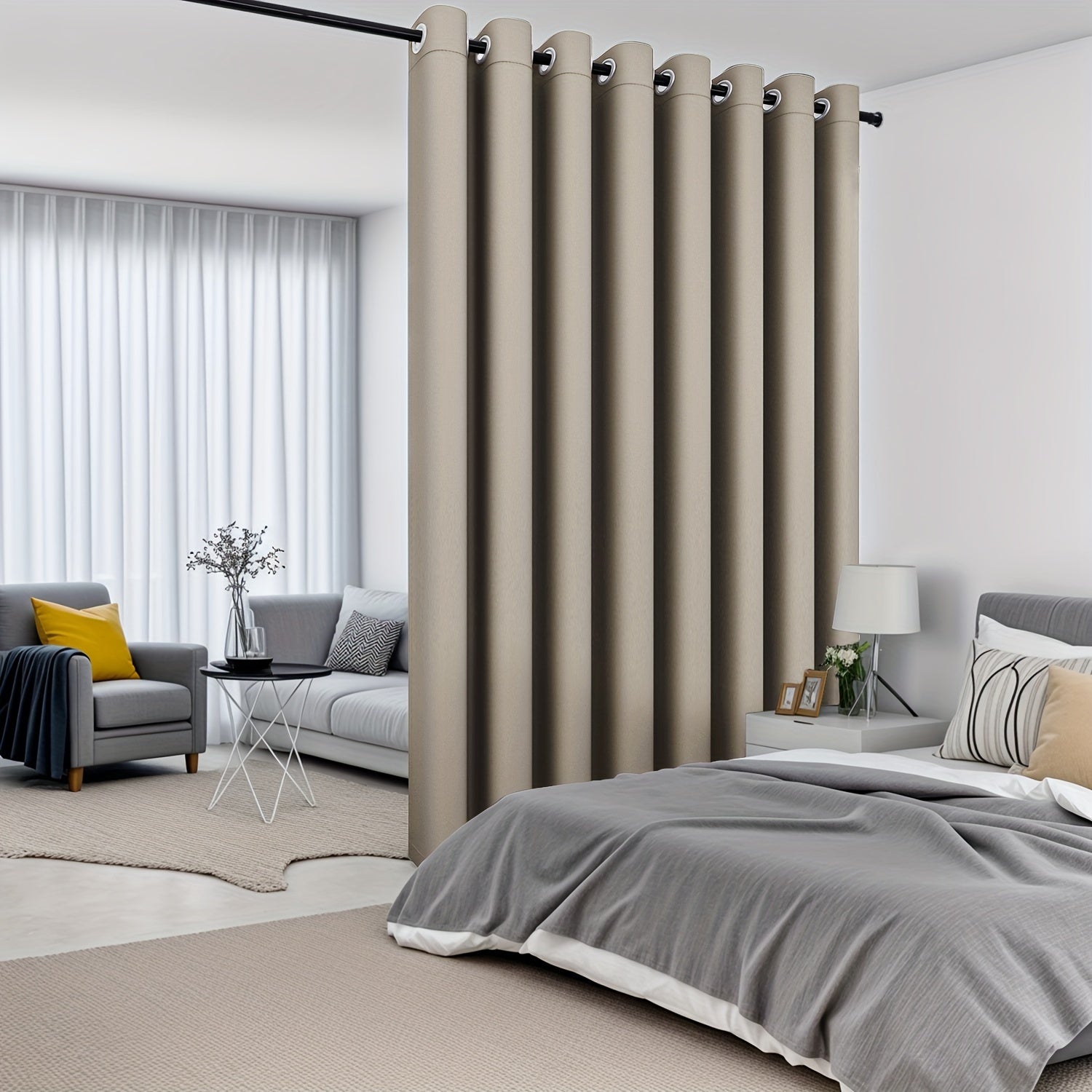 Blackout Privacy Room Divider Curtain Water-Resistant Polyester Grommet Top