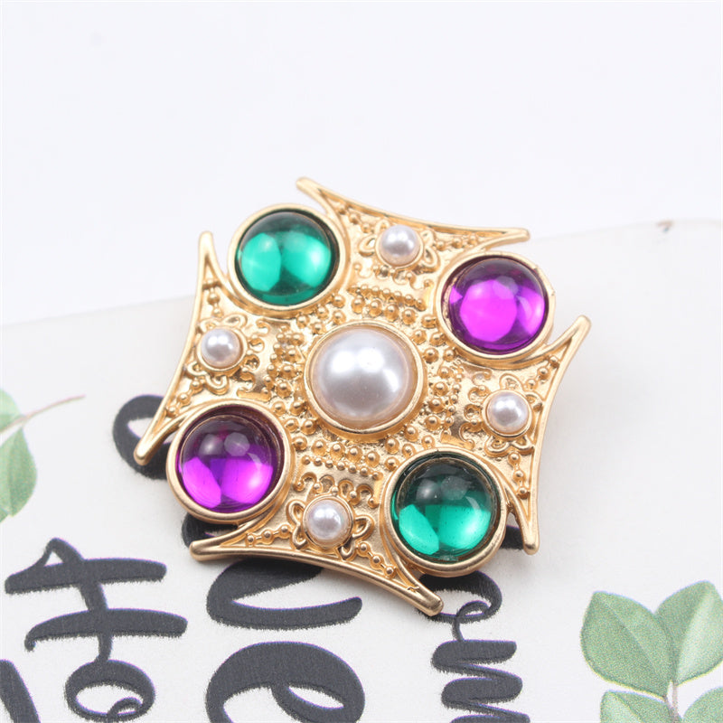 Vintage Resin Enamel Brooch Pin ayollar uchun zamonaviy barokko zargarlik buyumlari sovg‘a