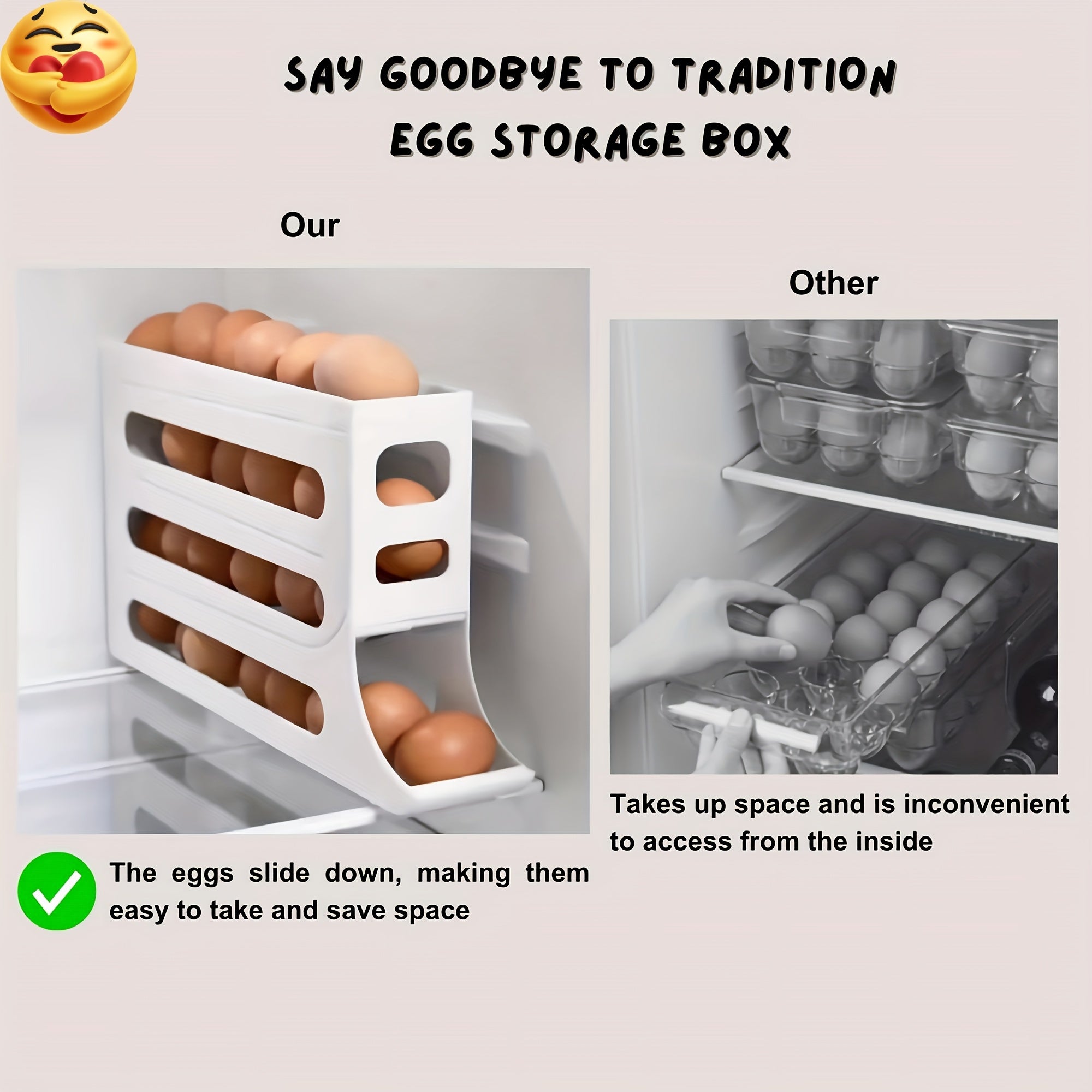 Egg Storage Rack for Refrigerator 4-Tier Space-Saving Large Capacity