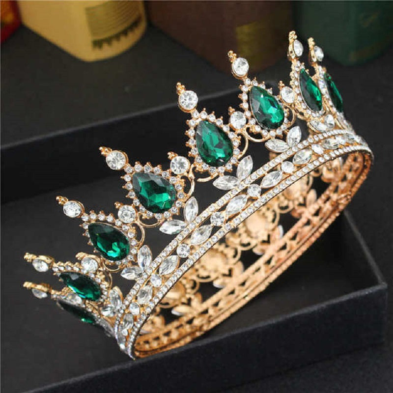 Wedding Crown for Women and Girls Rhinestone Gold Baroque Queen Tiara Bridal Headpiece