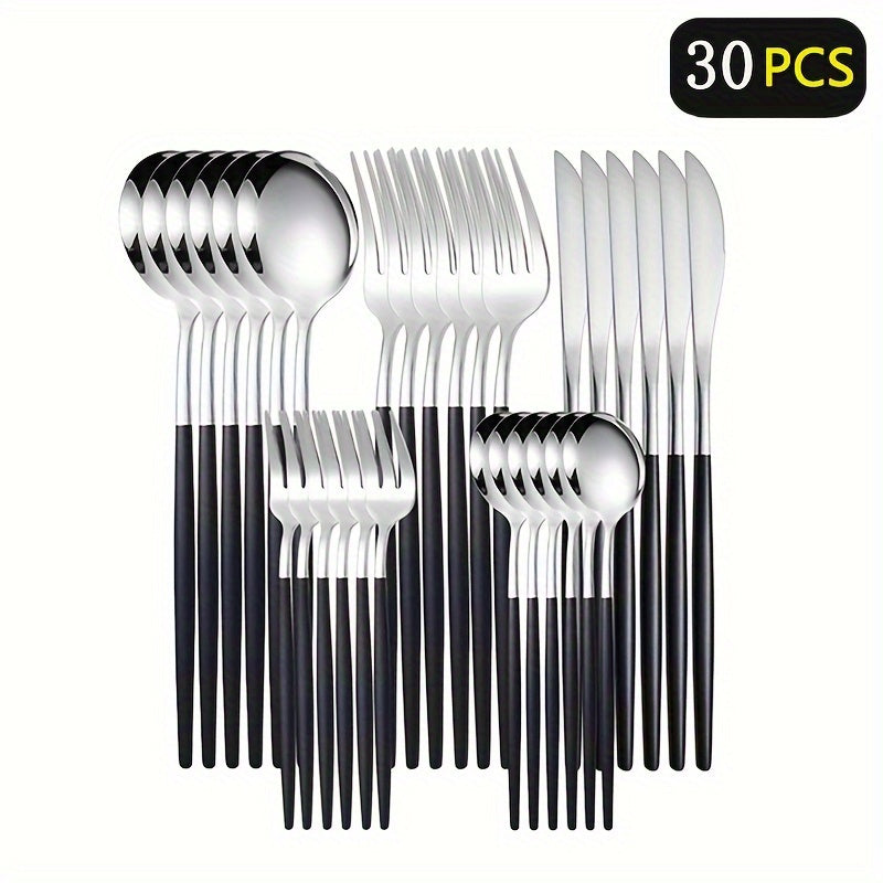 30-частный набор столовых приборов из нержавеющей стали в подарочной коробке, идеально подходит для дома, ресторана или гостиницы, идеально для свадеб.