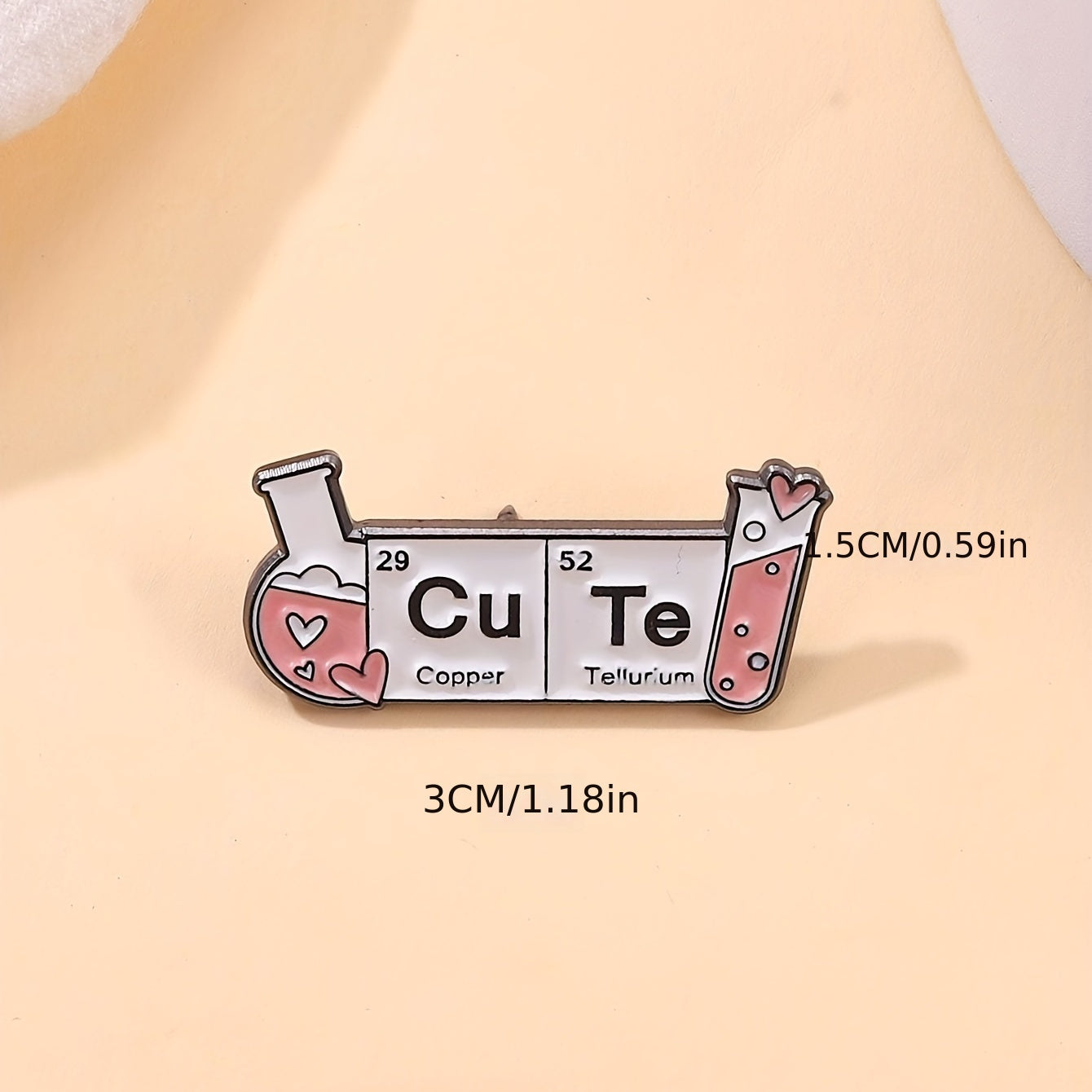 Chemistry Brooch Copper Tellurium Periodic Table Laboratory Beaker Flask Science Accessory