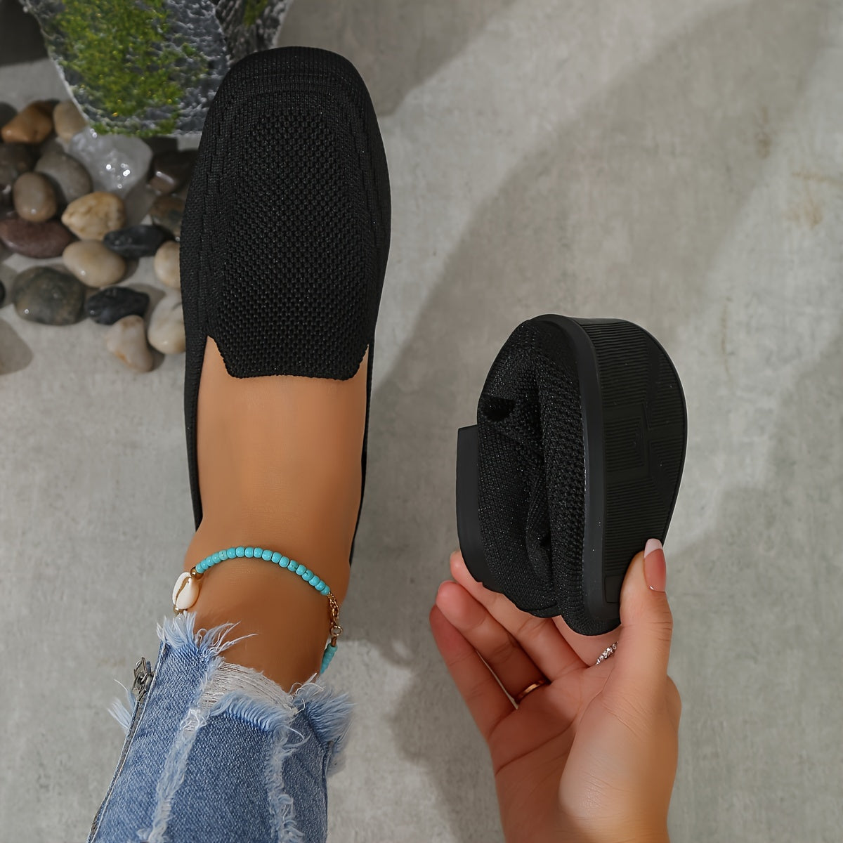 Women's Wide Fit Flat Shoes Breathable Square Toe Ankle Strap Casual Summer