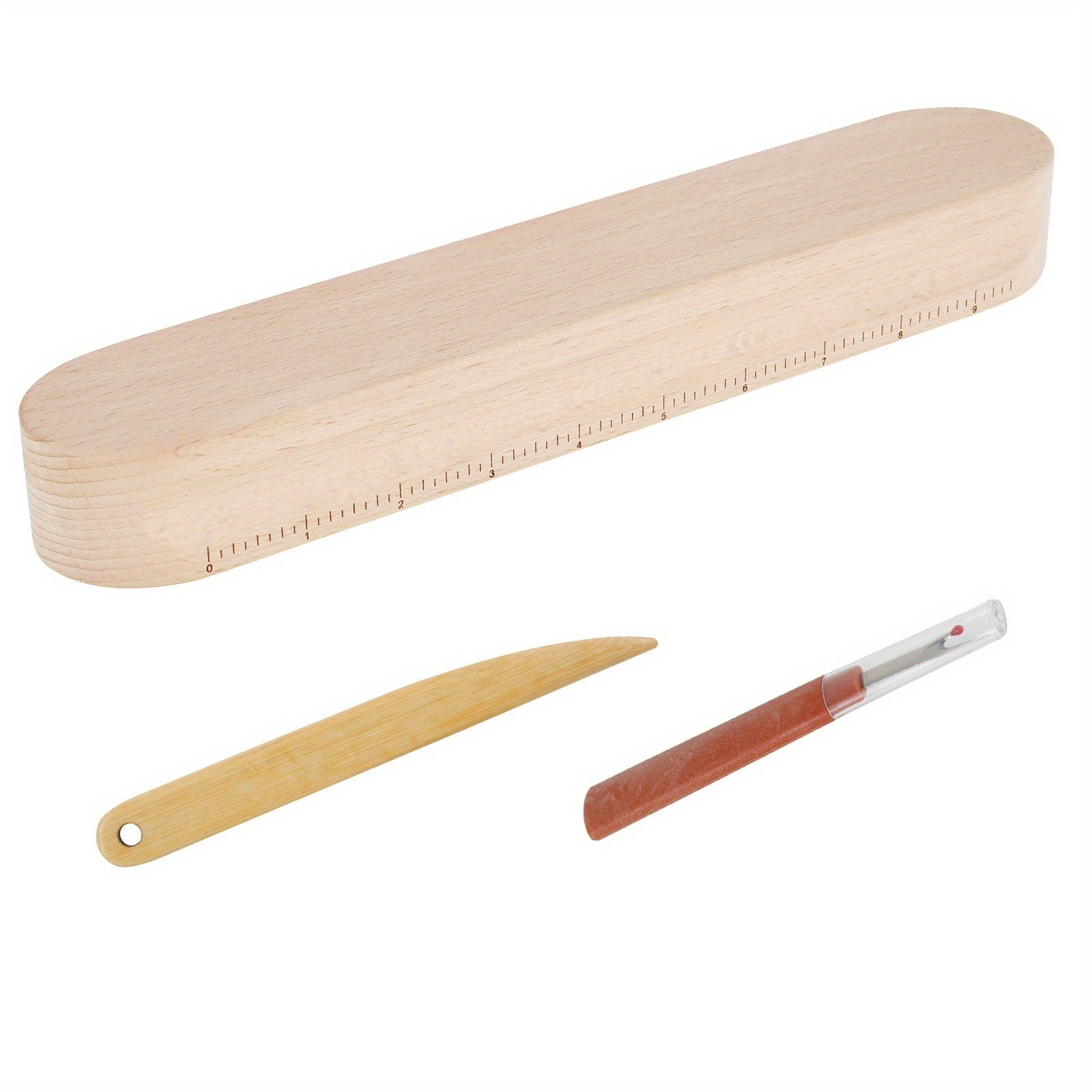Juego de paletas de sastre de madera con abrelatas de costuras y volteador de puntas, conjunto de 3 herramientas de costura para acolchado