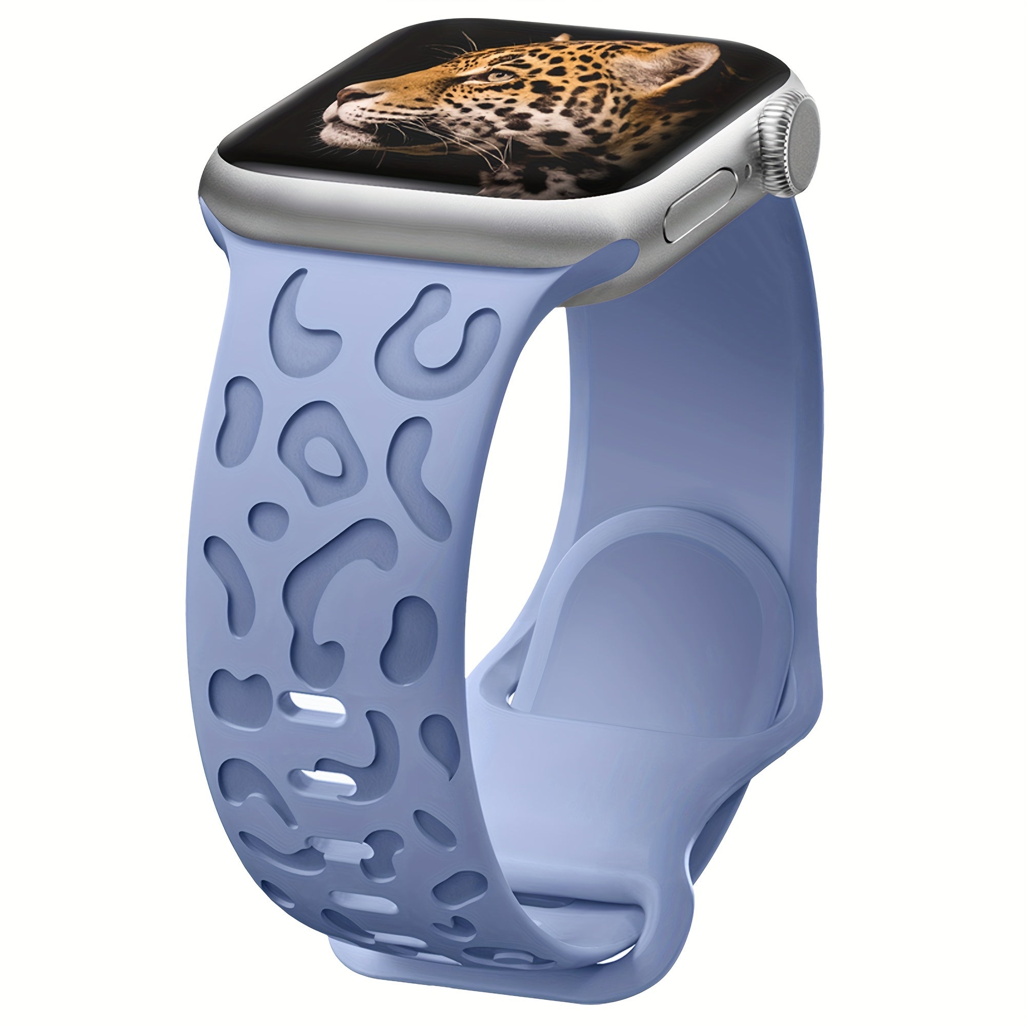 Waterproof Silicone Watch Band for IWatch Series 8 7 6 5 4 3 2 SE Leopard Engraved