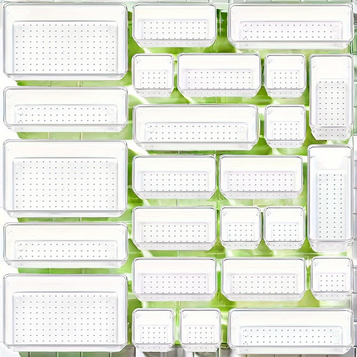 25-Piece Transparent Makeup and Skincare Drawer Storage Organizer Large Capacity