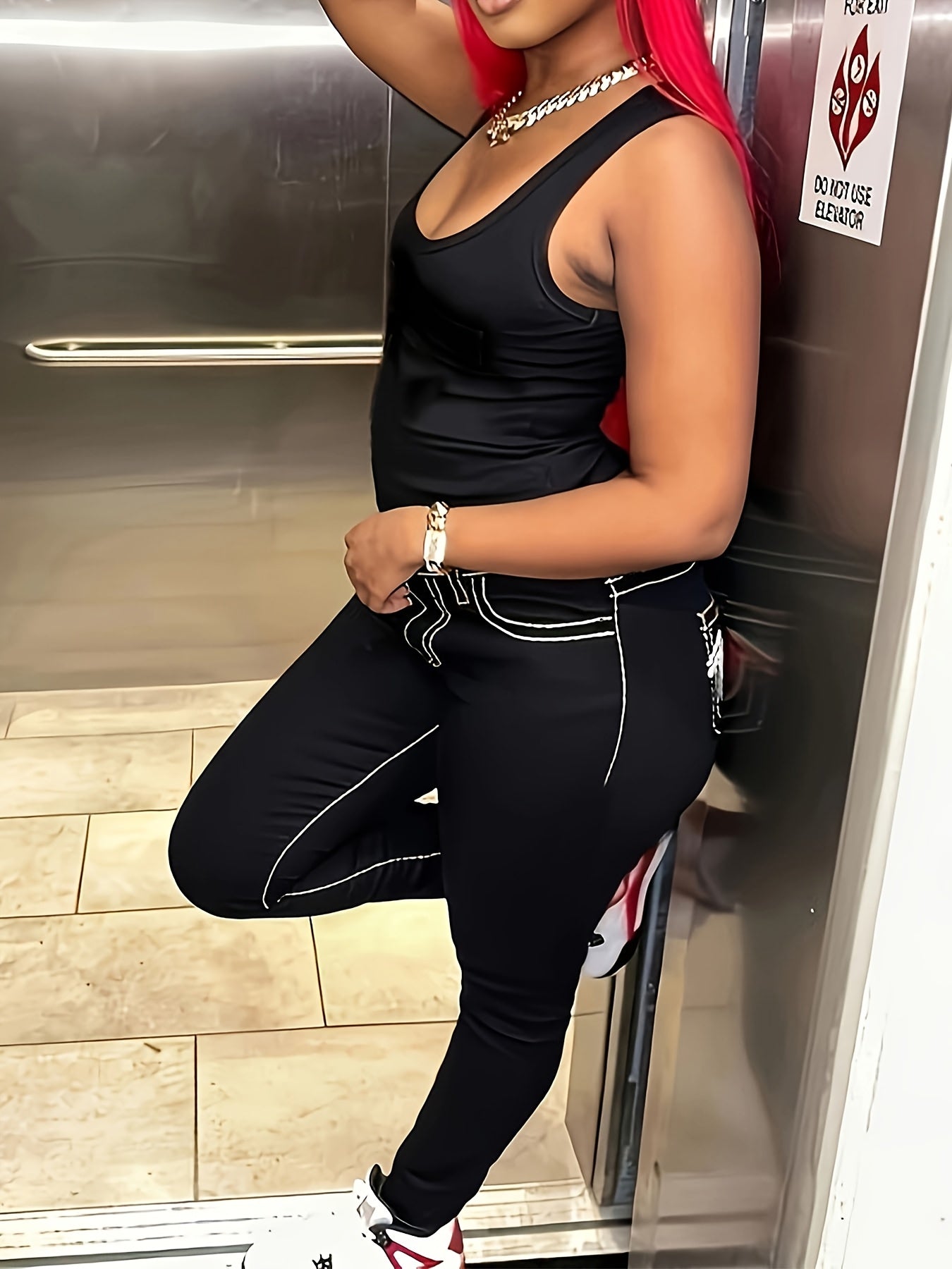 Women's Plus Size Black Stretch Skinny Jeans All-Season Denim