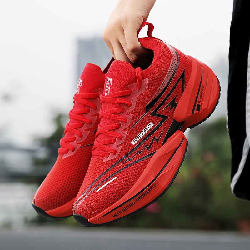 Men's All-Season Breathable Fabric Sneakers with Geometric Letter Print for Casual Running and Skateboarding