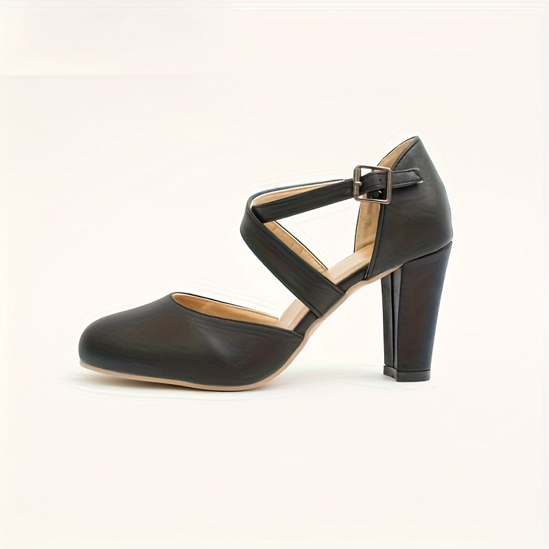 Women Faux Leather High Heel Sandals with Ankle Strap and Pointed Toe