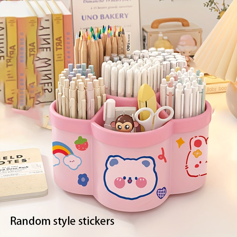 360-градусный вращающийся подставка для ручек с увеличенной ёмкостью и многофункциональной настольной коробкой для хранения, изготовленная из полированного ПВХ-материала, встраиваемая, лёгкая и с 360-градусным вращением.