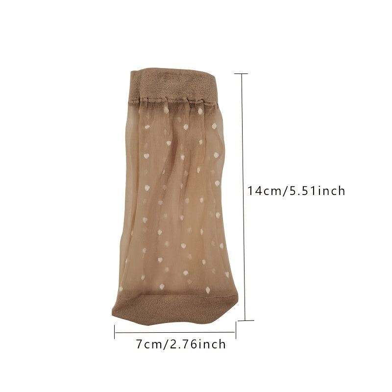 Women’s Mesh Ankle Socks 10 Pairs Polka Dot Breathable Nylon Spandex