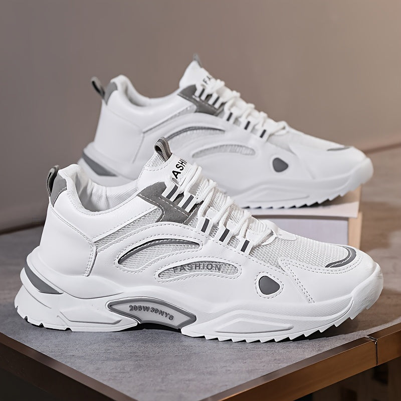 Men's Low Top Lace-Up Platform Sneakers Rubber Sole Casual Street Shoes