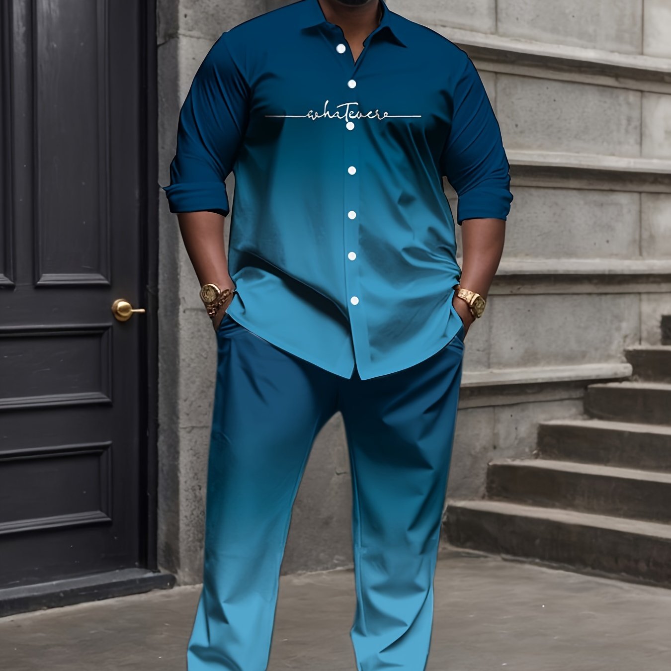 Men's Large Size Casual Suit Polyester Ombre Knit Regular Fit Lapel Sports