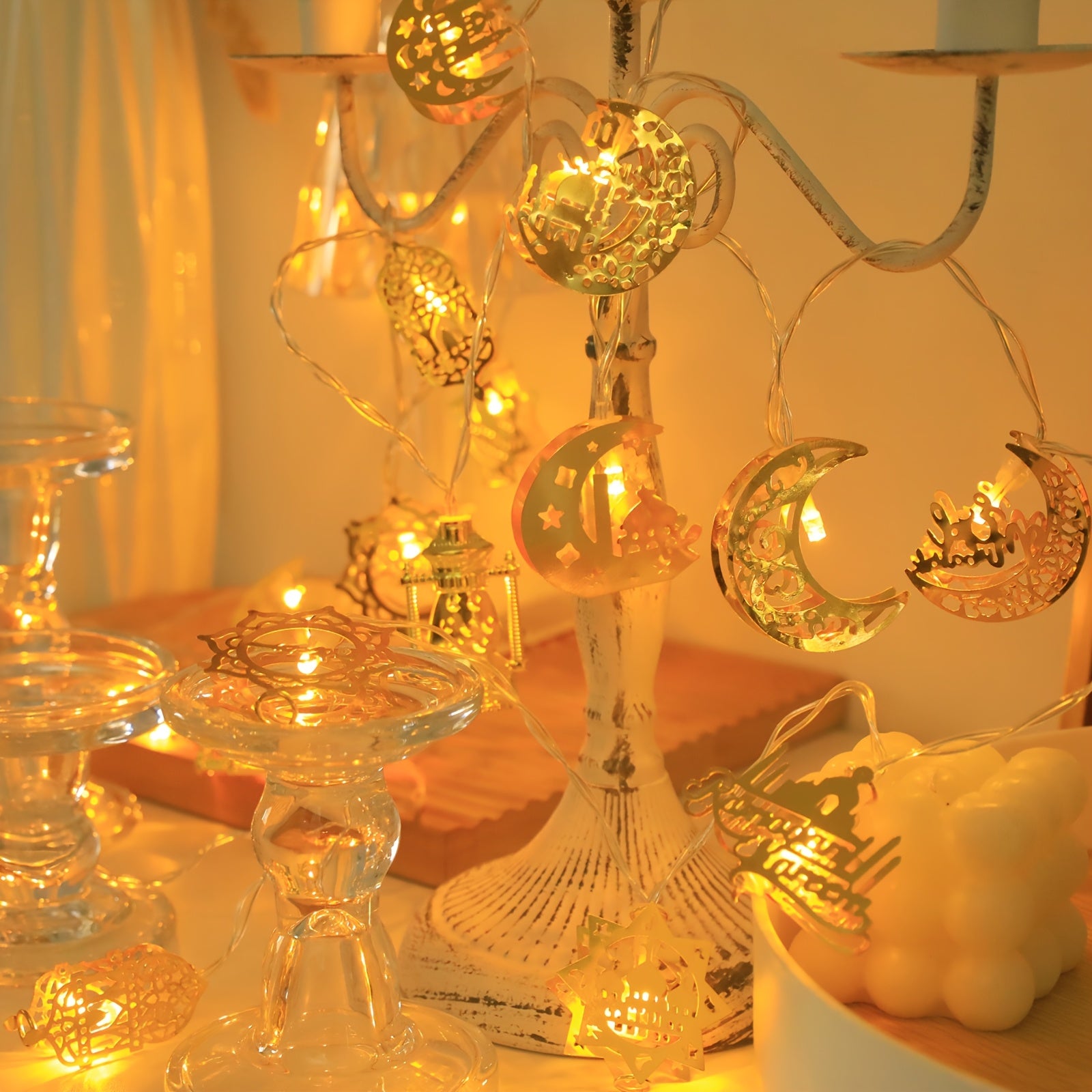 Luces de cadena para Ramadán 1.8m 10 LED alimentadas por batería decoración para el hogar
