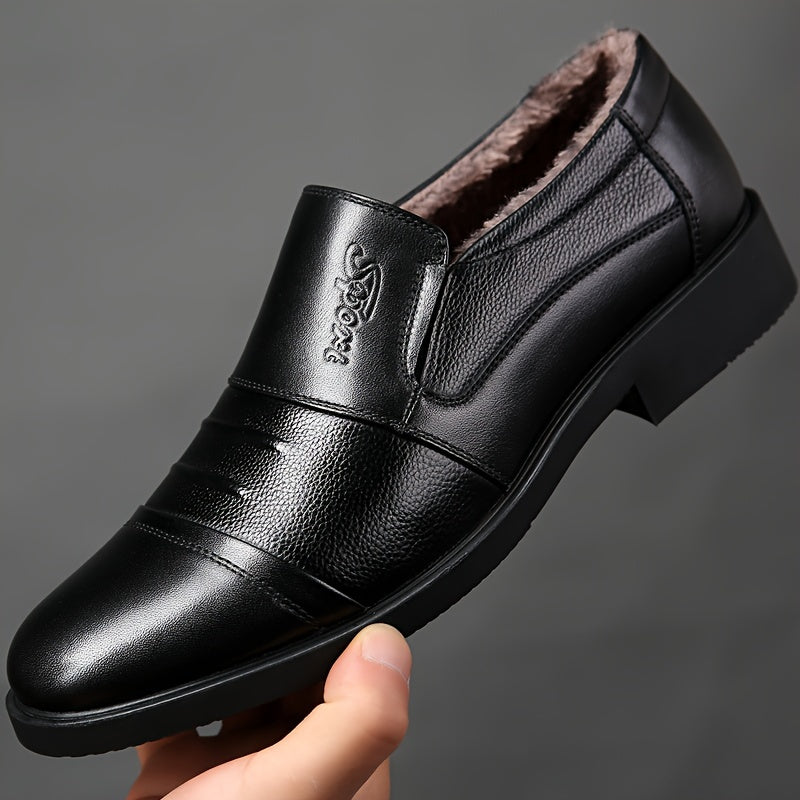 Men's Casual Loafers Genuine Leather Solid Color Rubber Sole All-Season