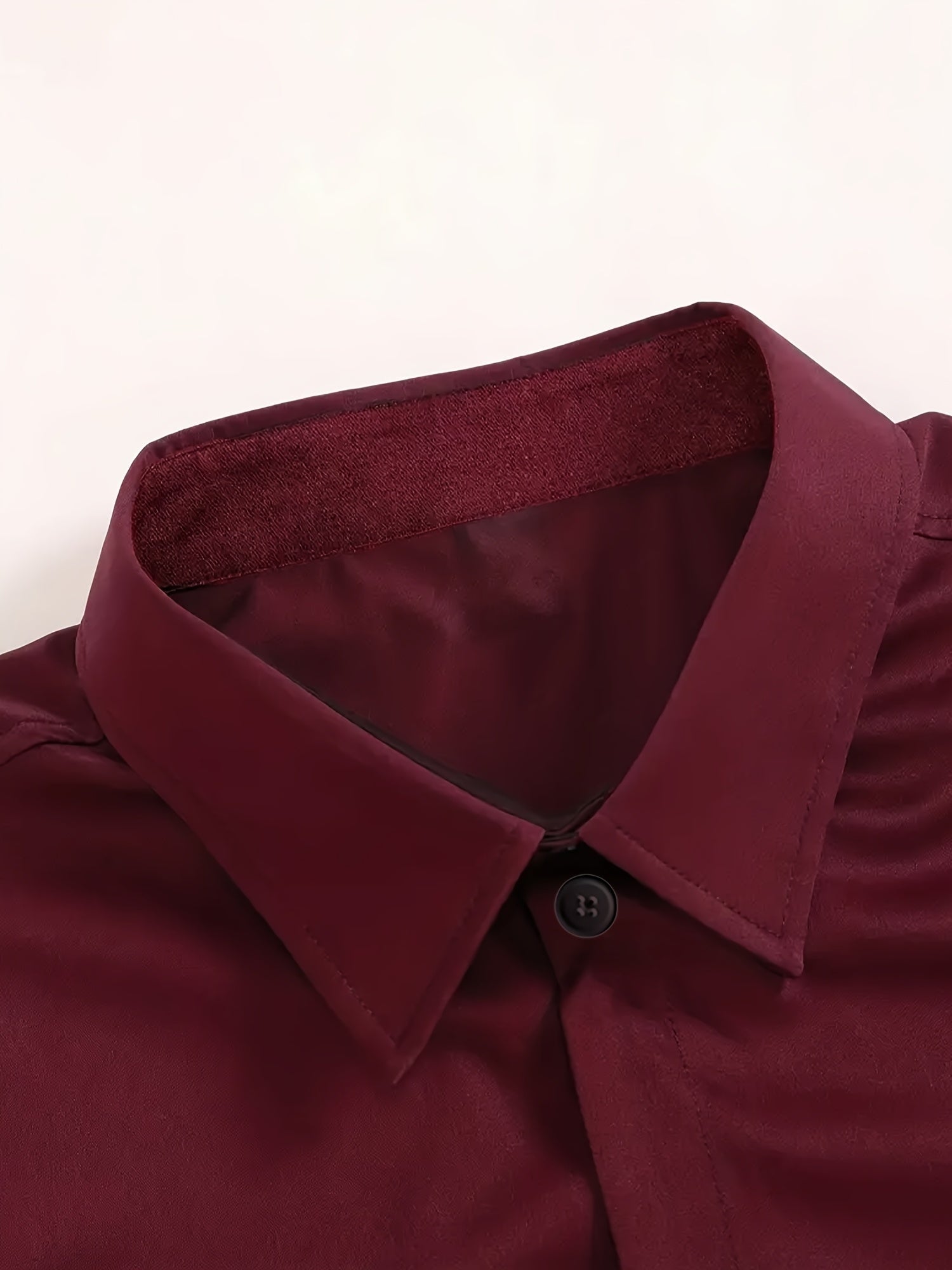 Men's Green Long-Sleeve Polyester Dress Shirt Semi-Sheer Lapel Business Formal