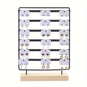 Jewelry Organizer Stand with 6 Metal Layers and Wooden Base for Earrings