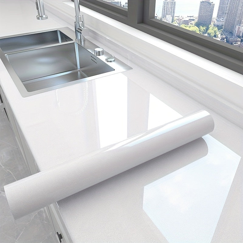 White Marble Look Self-Adhesive Kitchen Wallpaper Waterproof Resistant PET Furniture Decal