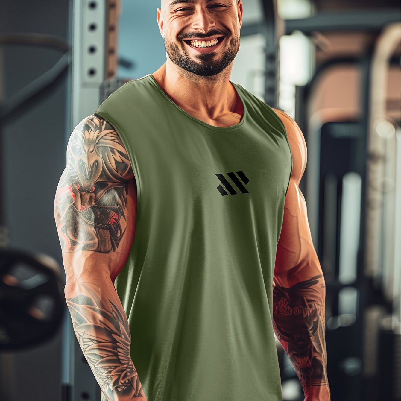 Men's Sleeveless Tank Top with Stripe Pattern Quick Dry Summer Fitness Outdoor Running