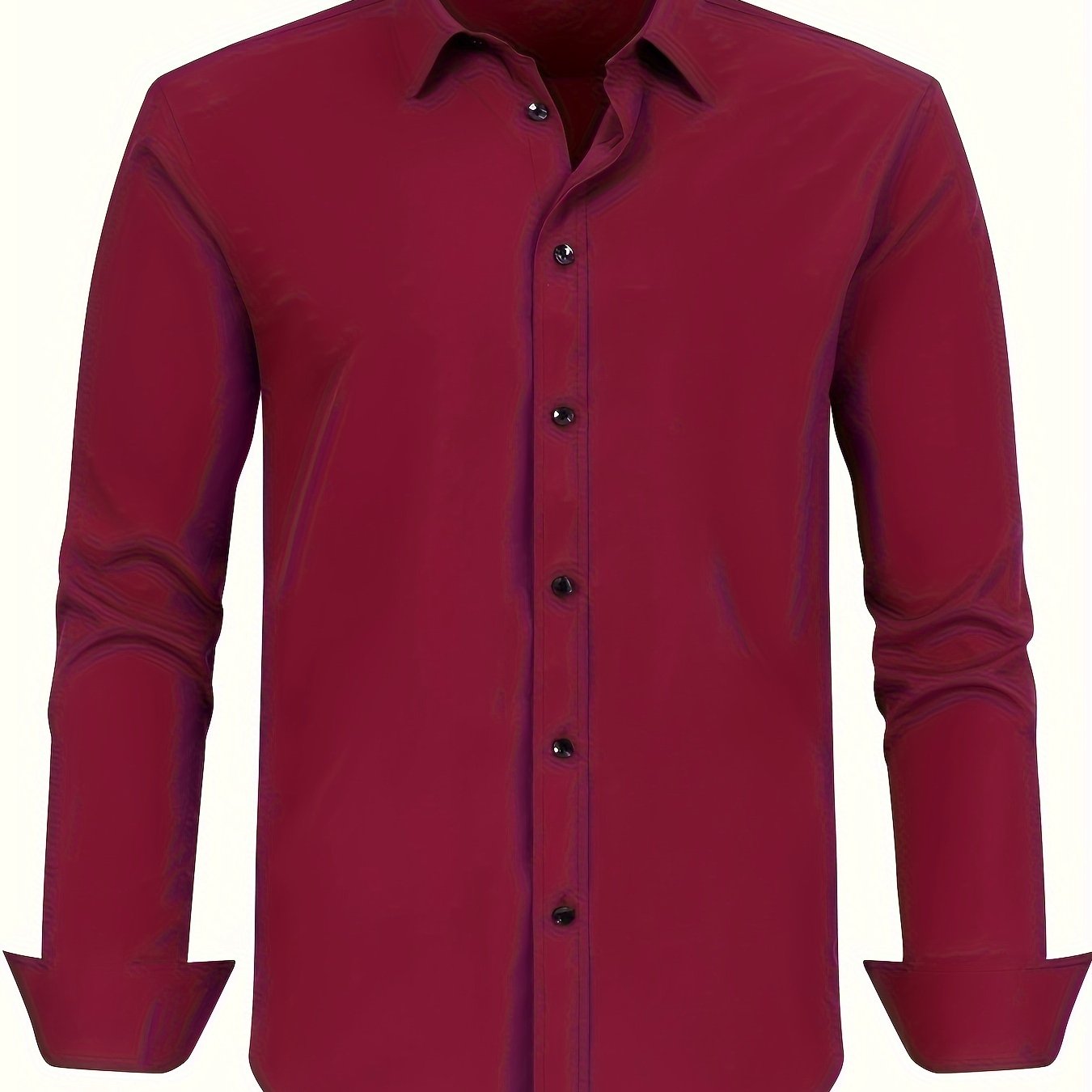 Men's Plus Size Solid Color Dress Shirt with Square Collar Regular Fit All-Season Polyester