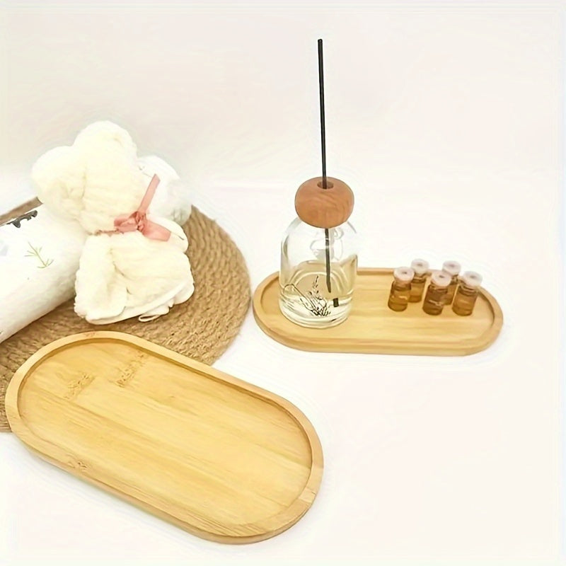 Bamboo Vanity Tray Set with Raised Edges for Bathroom, Dresser, Kitchen Organizing