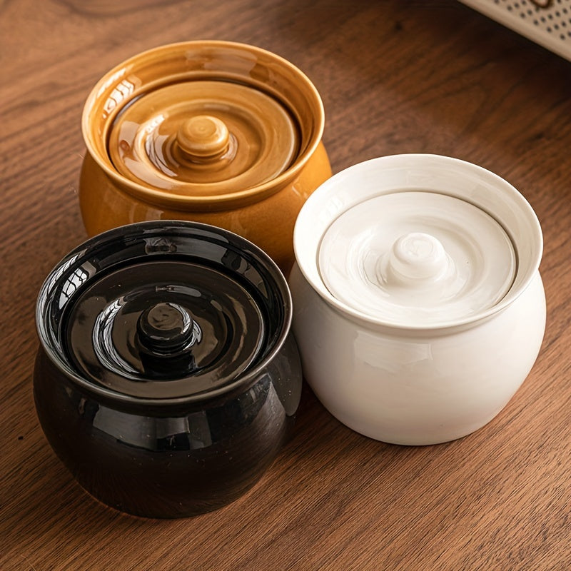 Однослойная традиционная керамическая кастрюля для супа с крышкой - безопасна для использования в духовке, отлично подходит для рагу и супов, идеально для домашних кухонь в осенний сезон.