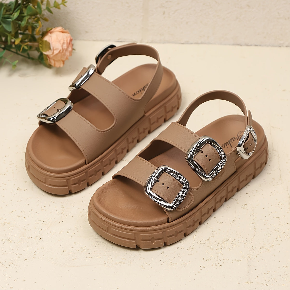Women's Summer Bohemian Style Double-Buckle Sandals Comfortable Versatile