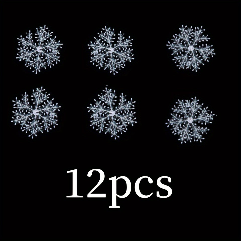 Set of 12 White Snowflake Ornaments for Christmas Tree and Holiday Decor