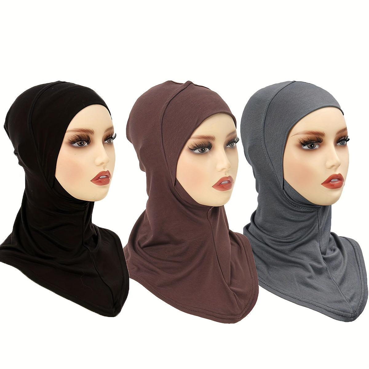 3-to'plamli to'liq rangli polyester hijab shalvlar nafas oladigan, quyoshdan himoyalovchi, cho'zilmaydigan