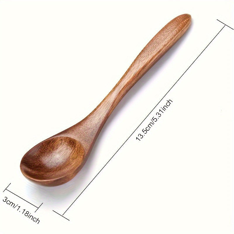 Set of 5 Handcrafted Japanese Wooden Spoons for Coffee Honey and Seasoning Rustic Small Teaspoons