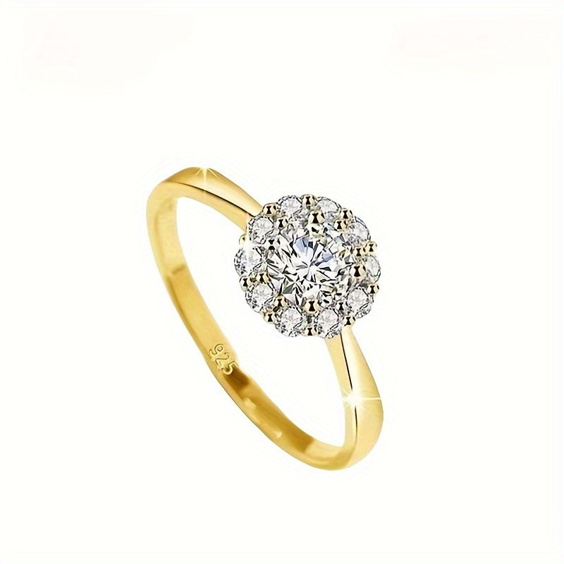 Women's Silver Moissanite Engagement Ring 1 Carat Vintage Hypoallergenic Gold Plated