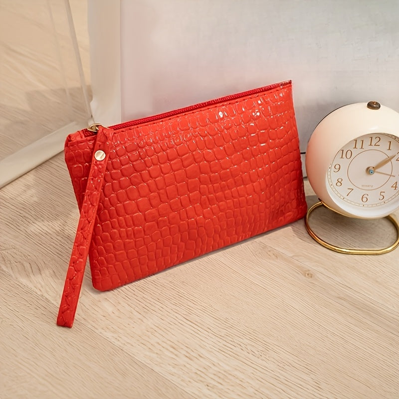 Red Minimalist Ladies' Handbag with Zipper Closure, Polyester Lining, Shoulder Strap