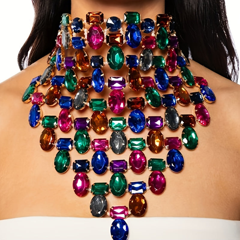 Jewelry Set 3-Piece Rhinestone Necklace Earrings for Weddings and Parties