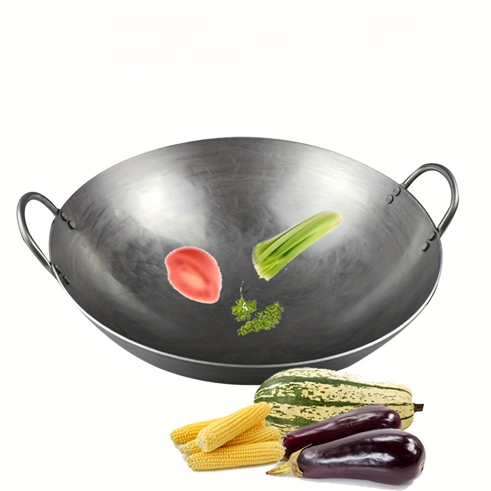 Cast Iron Wok 34-38cm Deep Frying Pan for Electric Stovetops Gift