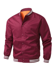 Men's Plus Size Varsity Jacket Lightweight Polyester Preppy Baseball Collar Pockets