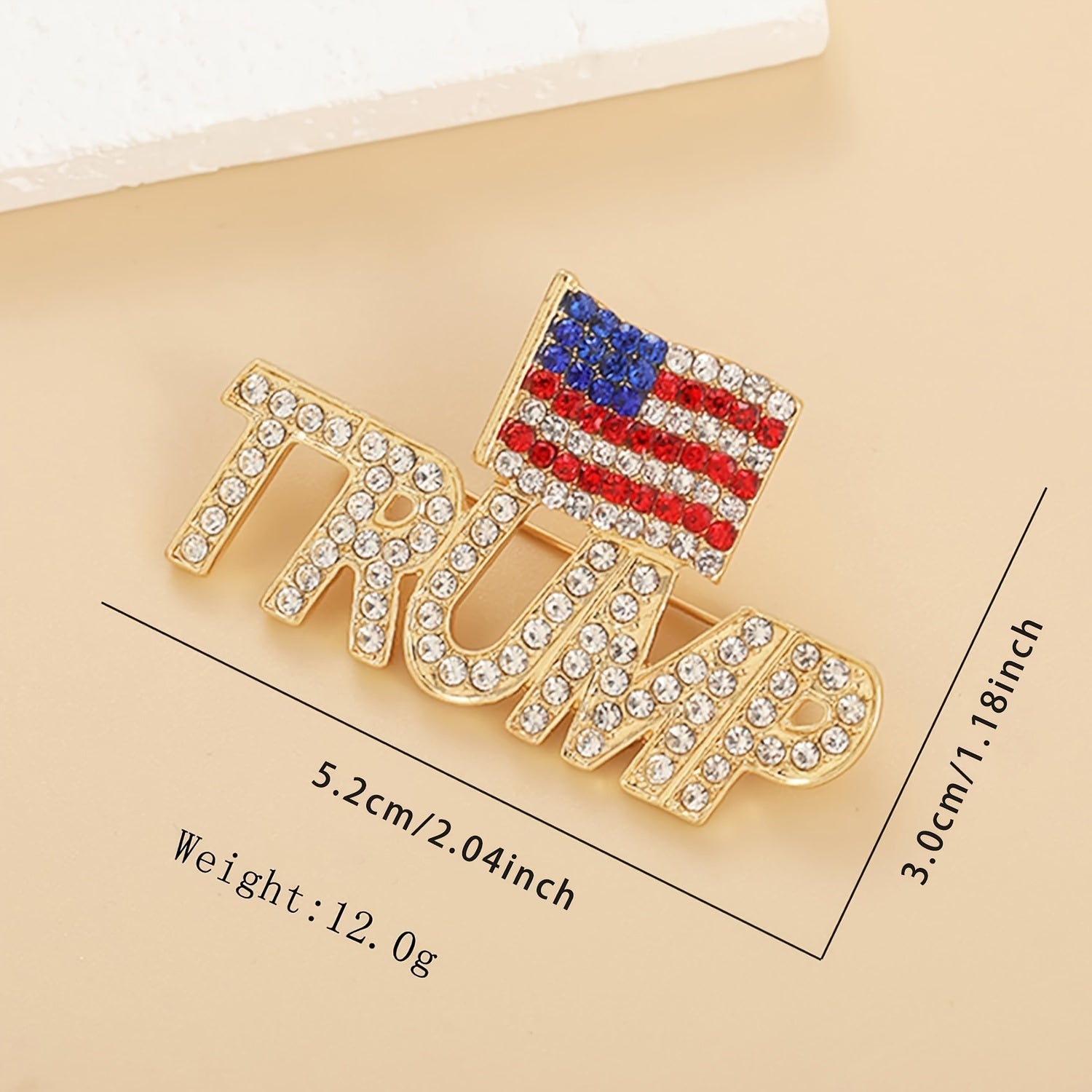 Set of 3 American Flag Crystal Pins Retro-Inspired Alloy Collectible Election Keepsakes