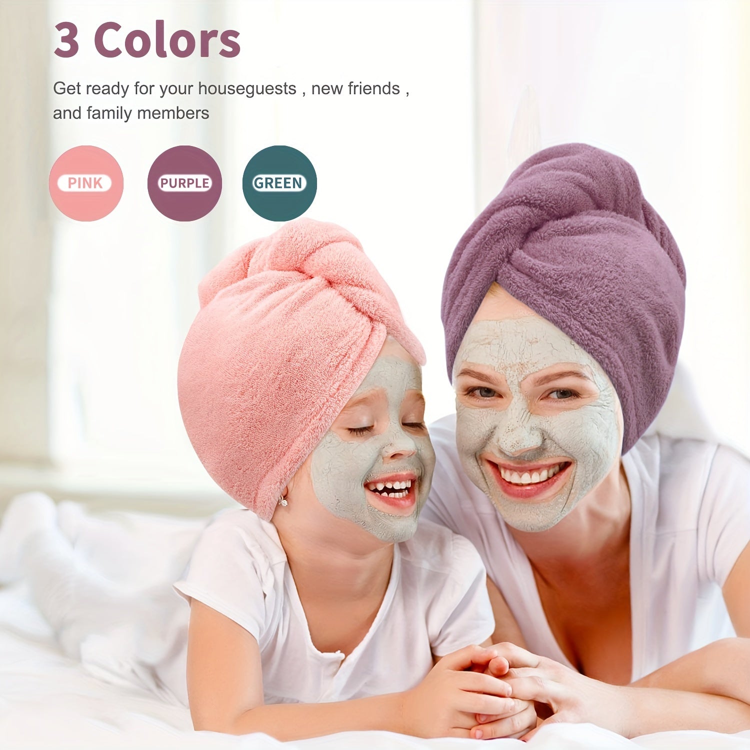 Microfiber Hair Towel Set for Curly Hair Anti-Frizz Turban 3 Pieces