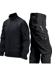 Men's Tactical Camo Gear Set Long Sleeve Jacket Cargo Pants Polyester Outdoor Military