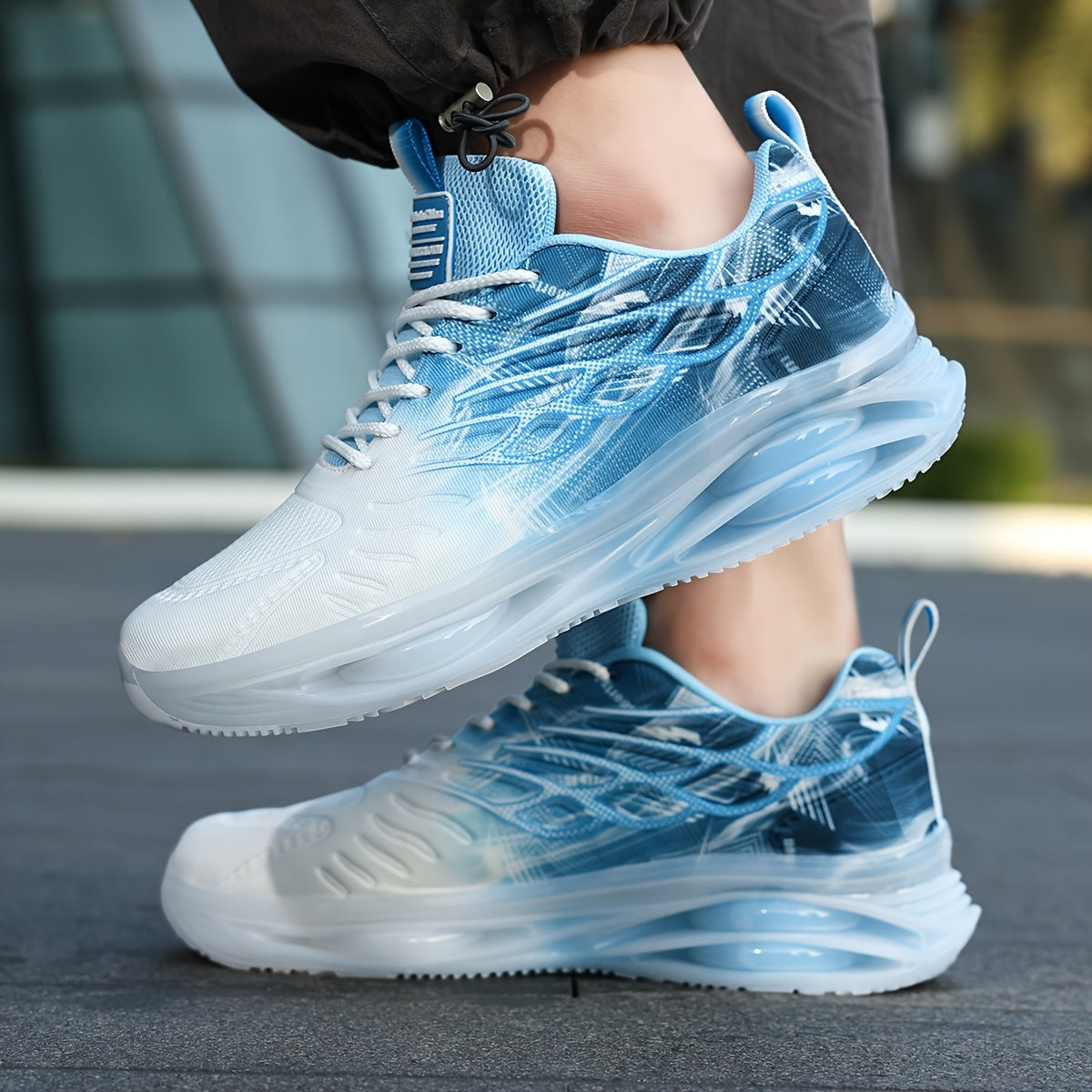 Men's Gradient Running Shoes with Shock Absorption Non-Slip Sole Breathable Fabric All-Season Sneakers