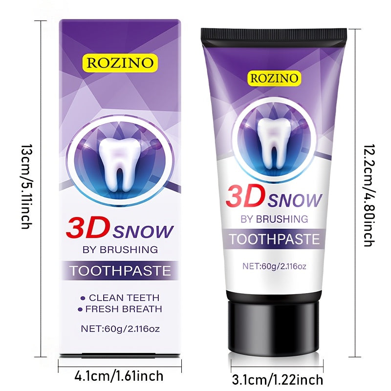3D Snow Brushing Toothpaste Purple Gentle Cleansing Fresh Breath Whitening Travel-Friendly