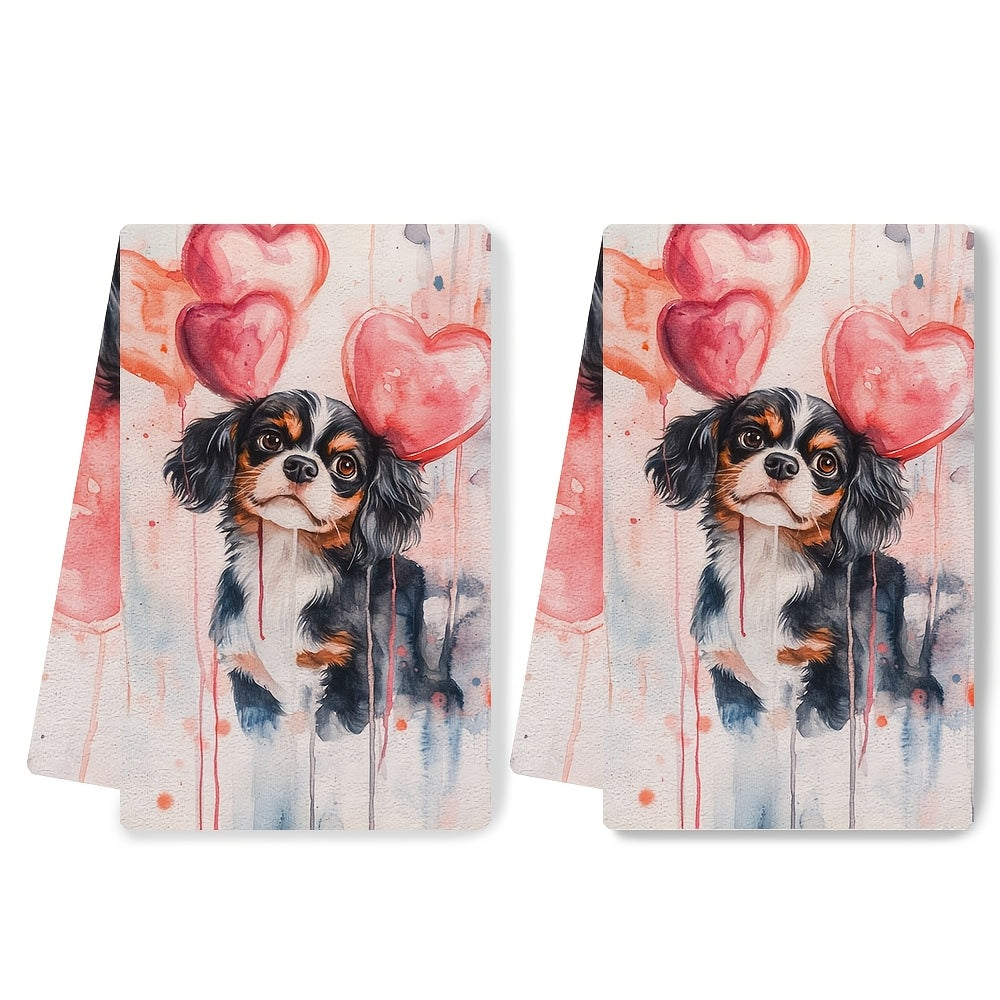 Valentine's Day Kitchen Towels 2 Pack Ultra Soft Absorbent Dish Hand Towels