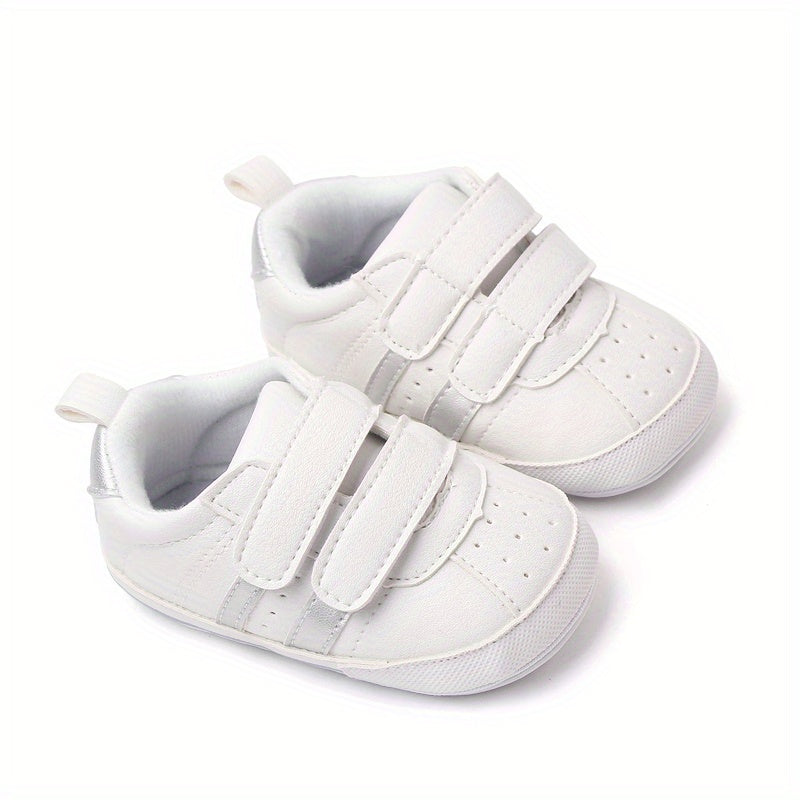 Baby Girls Striped First Walkers Sneakers Low Top Microfiber Leather Rubber Sole All-Season